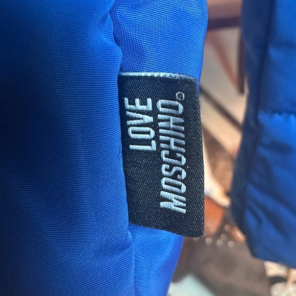 Love Moschino Blue Quilted Puffer Jacket Heart Zipper Designer - Picture 4 of 11